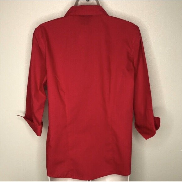 NWT Las Olas Crisp Red Lighthouse Rhinestone Collar 3/4 Sleeve Blouse Small - Picture 7 of 13